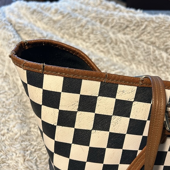 Rare Michael Kors Navy Checkered Tote - Picture 5 of 10